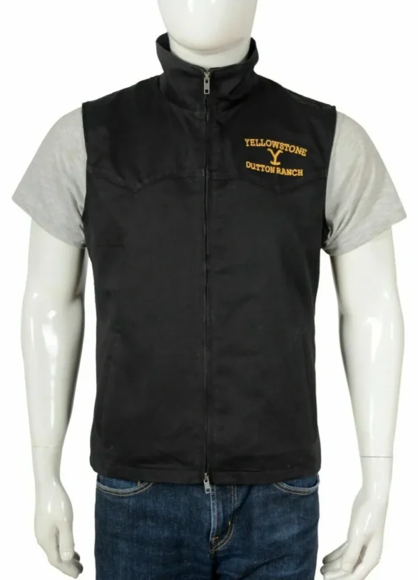 John Dutton Tv Series Yellowstone Wool Black Vest