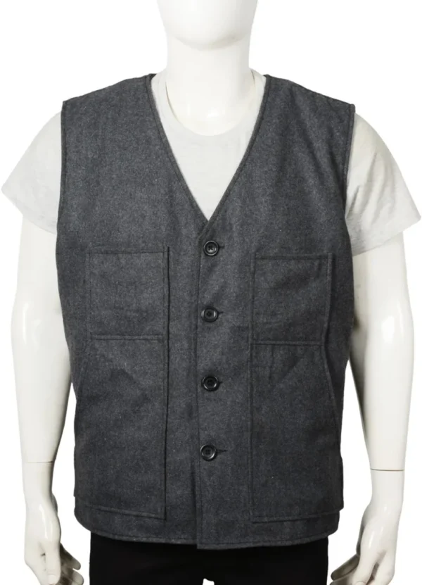 Kevin Costner Tv Series Yellowstone Wool Grey Vest