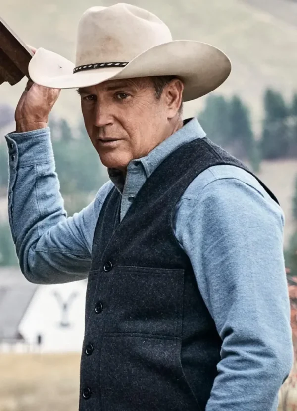 Tv Series Yellowstone John Dutton Grey Wool Vest