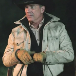 Kevin Costner Tv Series Yellowstone White Leather Jacket