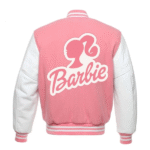 Women Pink & White Barbie Letterman Jacket