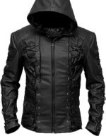 Arrow Black Biker Cosplay Leather Jacket