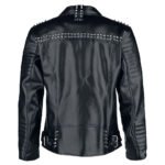 Unisex Studded Rockstar Biker Black Leather Jacket - Image 2