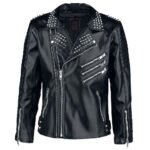 Unisex Studded Rockstar Biker Black Leather Jacket
