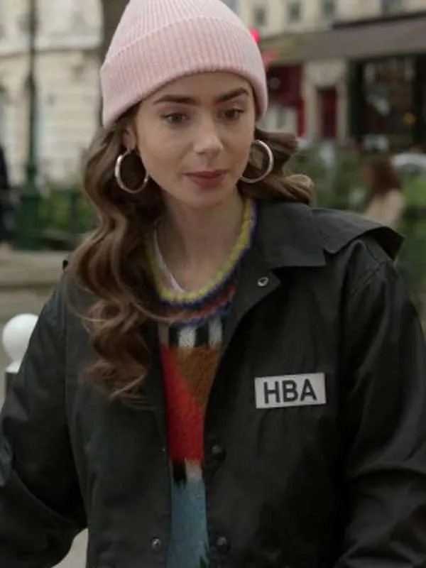 3-1.webp Lily Collons Black HBA Logo Cotton Copped Jacket
