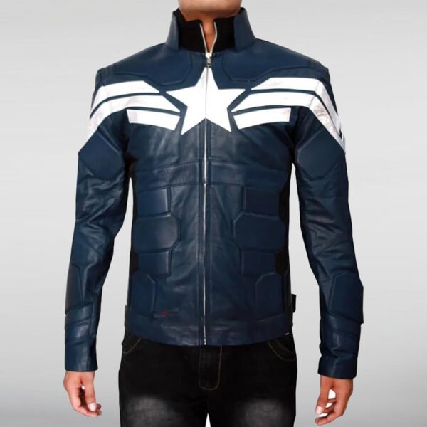Captain America The Winter Soldier Blue Leather Jacket