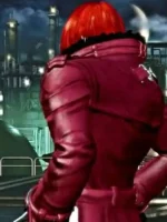 Iori Yagami The King of Fighters XIV Costume Red Leather Trench Coat - Image 3