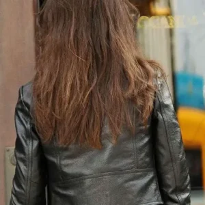New York City Katie Holmes Black Real Leather Jakcet