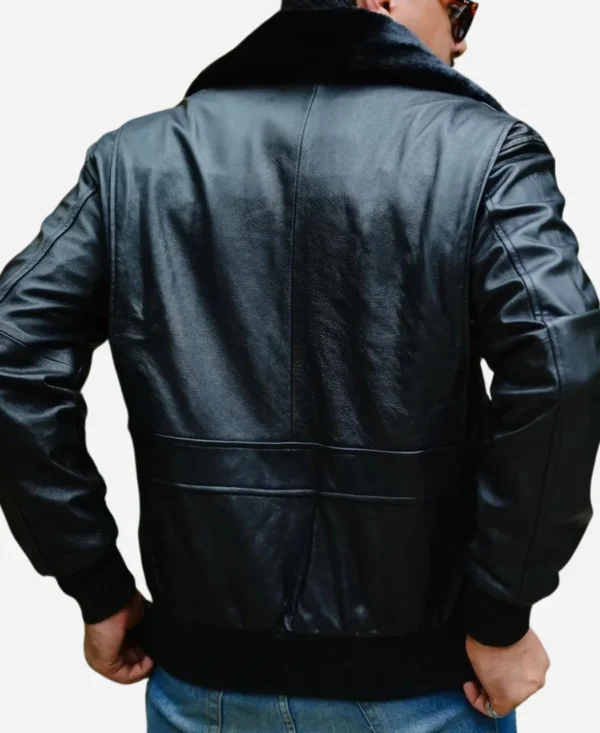 Kanta fase Faux Fur Collar Black Leather jacket