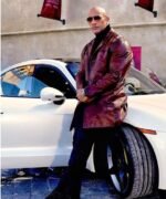 Dwayne Johson Brown Distressed Leather Coat