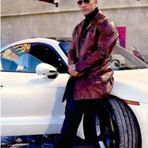 Dwayne Johson Brown Distressed Leather Coat