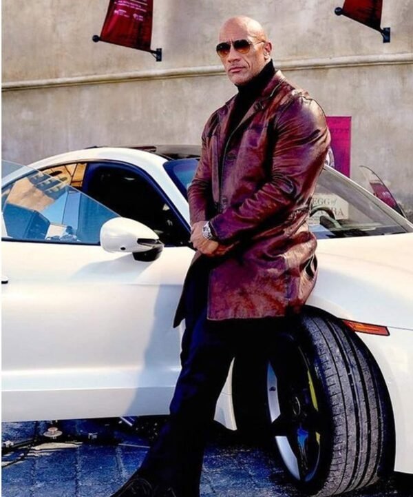 Dwayne Johson Brown Distressed Leather Coat