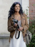 Simone Ashley Brown Biker Leather Jacket