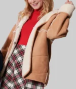 Heather Graham Best Christmas Ever 2023 Brown Suede Leather Jacket