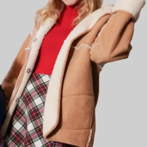 Heather Graham Best Christmas Ever 2023 Brown Suede Leather Jacket