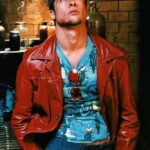 Brad Pitt Fight Club Red Leather Jacket