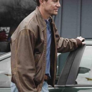 Channing Tatum Roofman 2025 Brown Leather Jacket