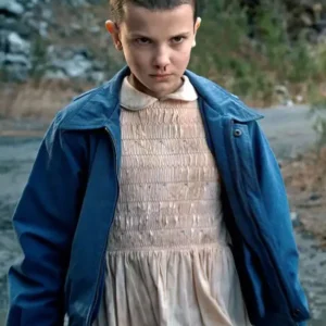 Millie Bobby Brown Stranger Things S01 blue cotton jacket