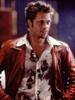 Brad Pitt Fight Club Red Leather Jacket - Image 2