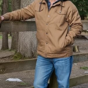 Warren Christie A Royal Montana Christmas 2025 brown cotton jacket