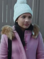 Jackie Howard My Life with the Walter Boys fur hooded pink woolen coat