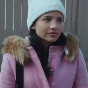 Jackie Howard My Life with the Walter Boys fur hooded pink woolen coat