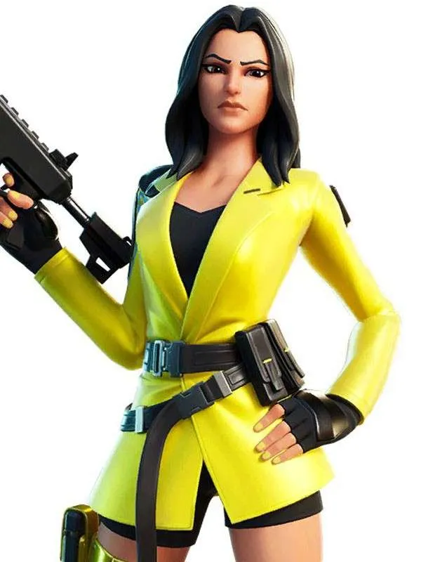 13 Fortnite women yellow leather jacket