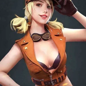 Misha in Free Fire orange leather vest