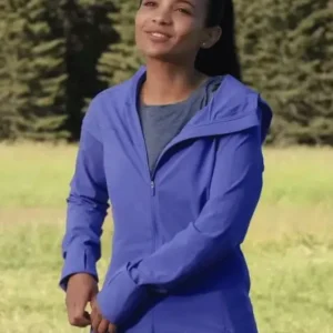 Jackie Howard My Life with the Walter Boys purple parachute hooded jacket