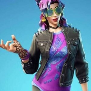 Synth Star skin in Fortnite black leather jacket