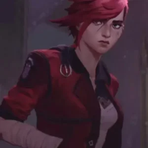 Arcane VI in League of Legends cosplay red leather jacket