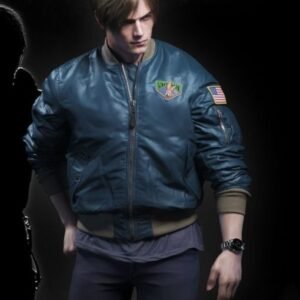 Leon Kennedy in RE4 Remake blue satin jacket