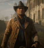 Arthur Morgan in Red Dead Redemption 2 tan leather jacket