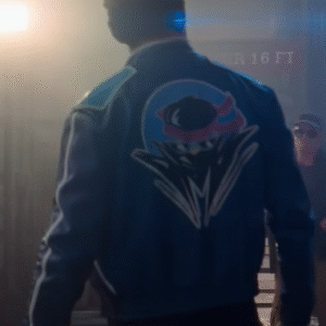 Johnny Cage in Mortal Kombat 11 blue leather jacket