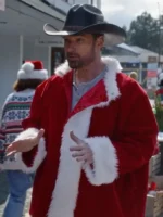 Warren Christie A Royal Montana Christmas 2025 red Santa velvet coat