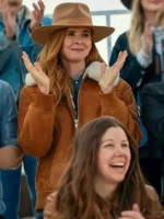 Sarah Rafferty My Life with the Walter Boys brown shearling leather jacket
