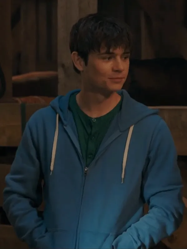 32 Ashby Gentry My Life with the Walter Boys blue hooded jacket