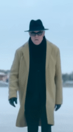 Danny Huston Ice Fall 2025 warm camel coat