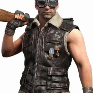PUBG brown shearling leather vest