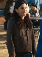 Jackie Howard My Life with the Walter Boys brown leather jacket