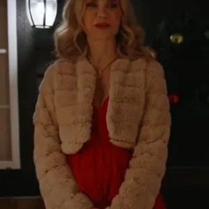 Fiona Gubelmann A Royal Montana Christmas 2025 faux fur cropped jacket