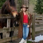 Fiona Gubelmann A Royal Montana Christmas 2025 brown fringe woolen coat