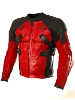Deadpool in armored motorcycle style leather jacket