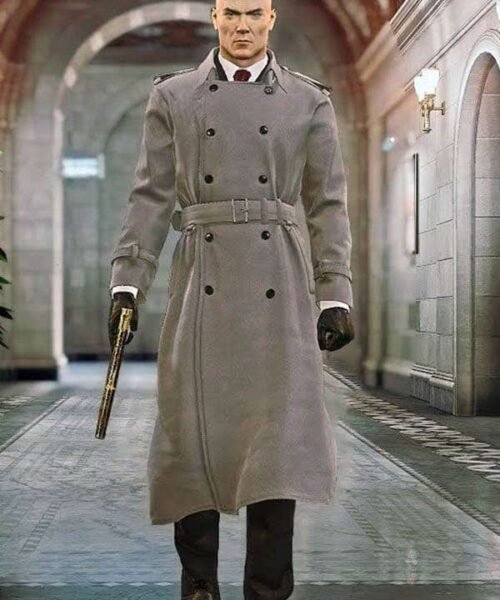 Agent 47 in Hitman 2 Silent Assassin grey double breasted cotton coat