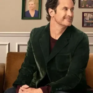 Oliver Hudson A Merry Little Ex-Mas 2025 green leather blazer