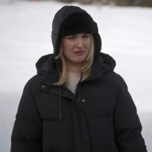 Alexandra Breckenridge My Secret Santa 2025 black hooded parachute puffer jacket