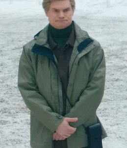 Otto Moller Champagne Problems 2025 green hooded parachute puffer jacket