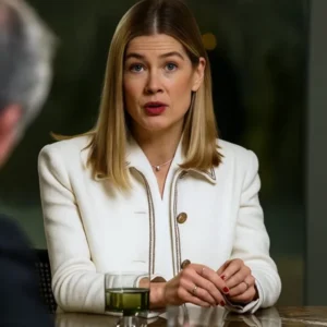 Rosamund Pike Now You See Me 2025 white wool jacket