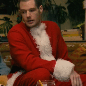 Nick Jingle Bell Heist 2025 red Santa costume jacket