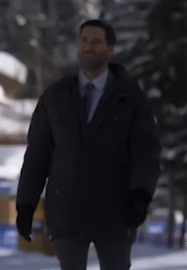 Ryan Eggold My Secret Santa 2025 casual gray puffer jacket